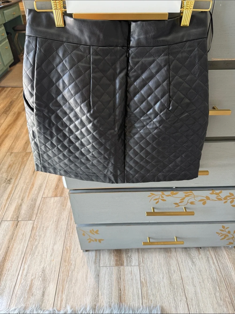 Amanda Uprichard Black Quilted A-Line Mini Skirt
